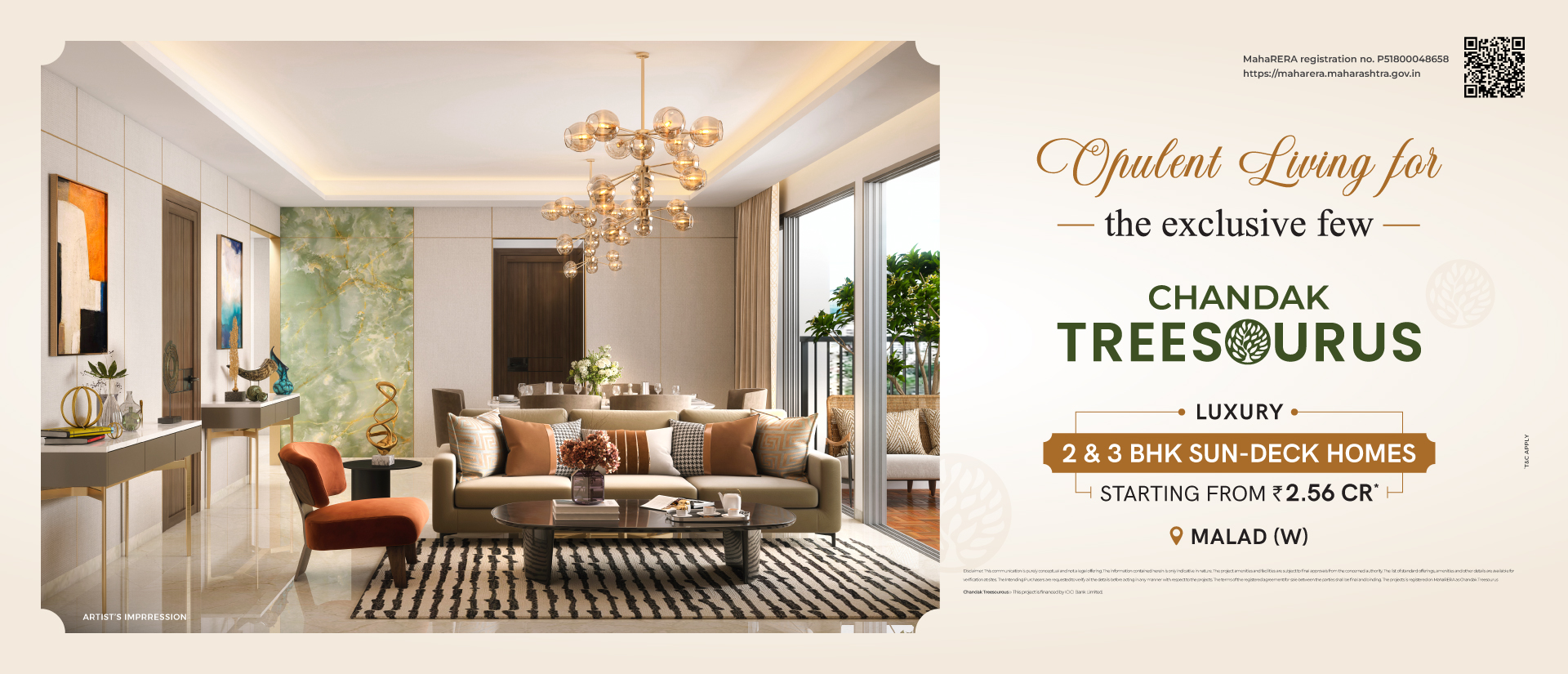  Chandak Treesourus luxury 2 & 3 BHK flats for sale in Malad West with elegant interiors